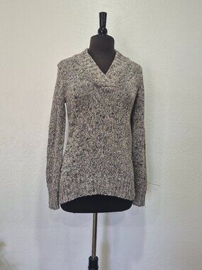 Liz Claiborne Petite Large Marled Knit Shawl Collar Pullover Sweater
